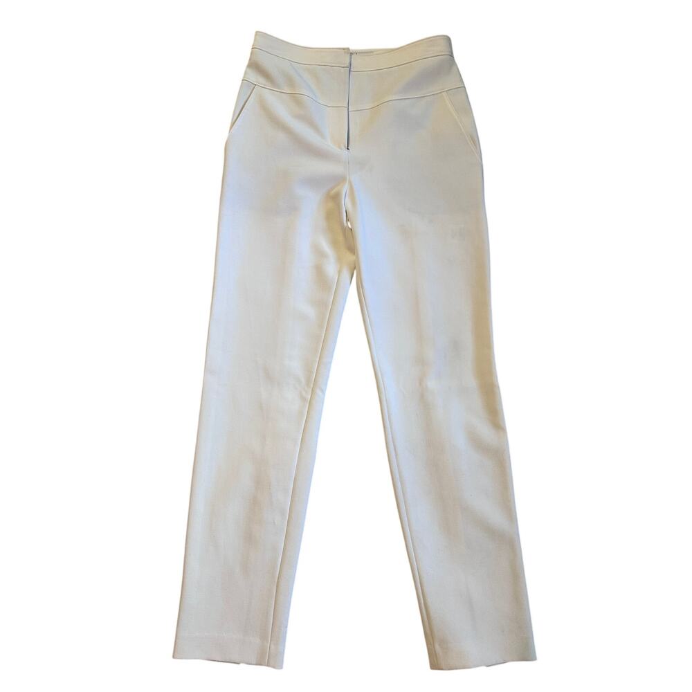 Tibi Womens Highwaisted Cigarette Pant, Ivory, Size 4